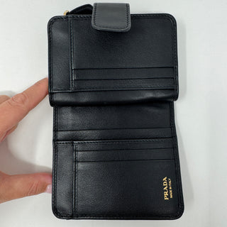 Prada Soft Leather Zip Around Compact Wallet