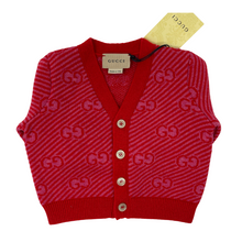 Load image into Gallery viewer, Gucci Kids Red &amp; Pink &#39;GG&#39; Wool Cardigan
