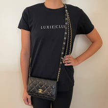 Load image into Gallery viewer, Chanel Black Quilted Lambskin Wallet On Chain Brushed Gold and Silver Hardware
