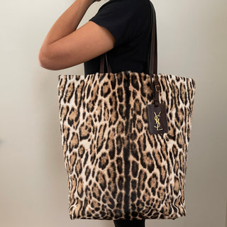 Saint Laurent Leopard-Print Hair Calf Tote Bag